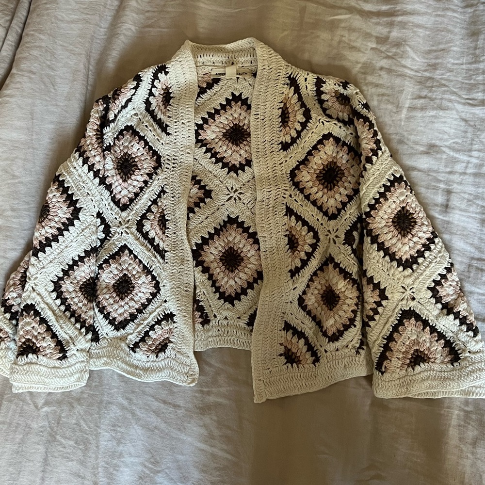 Anthropologie Andersen & Lauth cropped crocheted sweater cardigan
